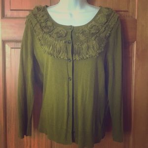 Olive button up cardiga